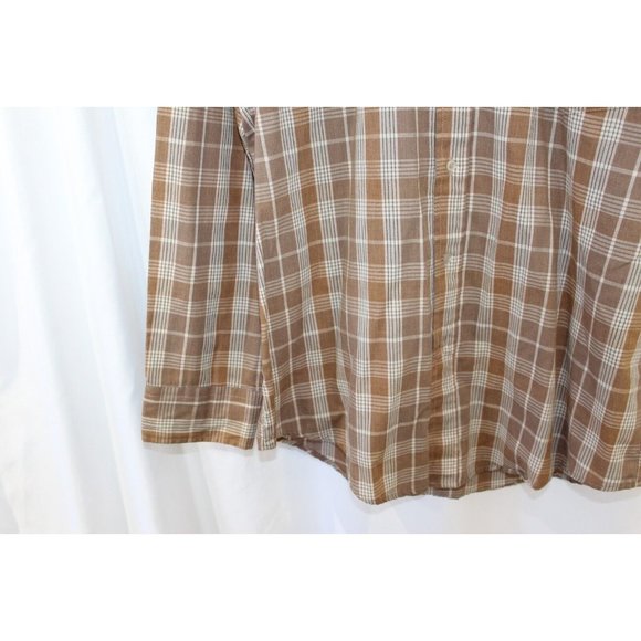 Vintage Bostwicks for Men Brown Plaid Short Sleeve Button Down Shirt M - Picture 7 of 11